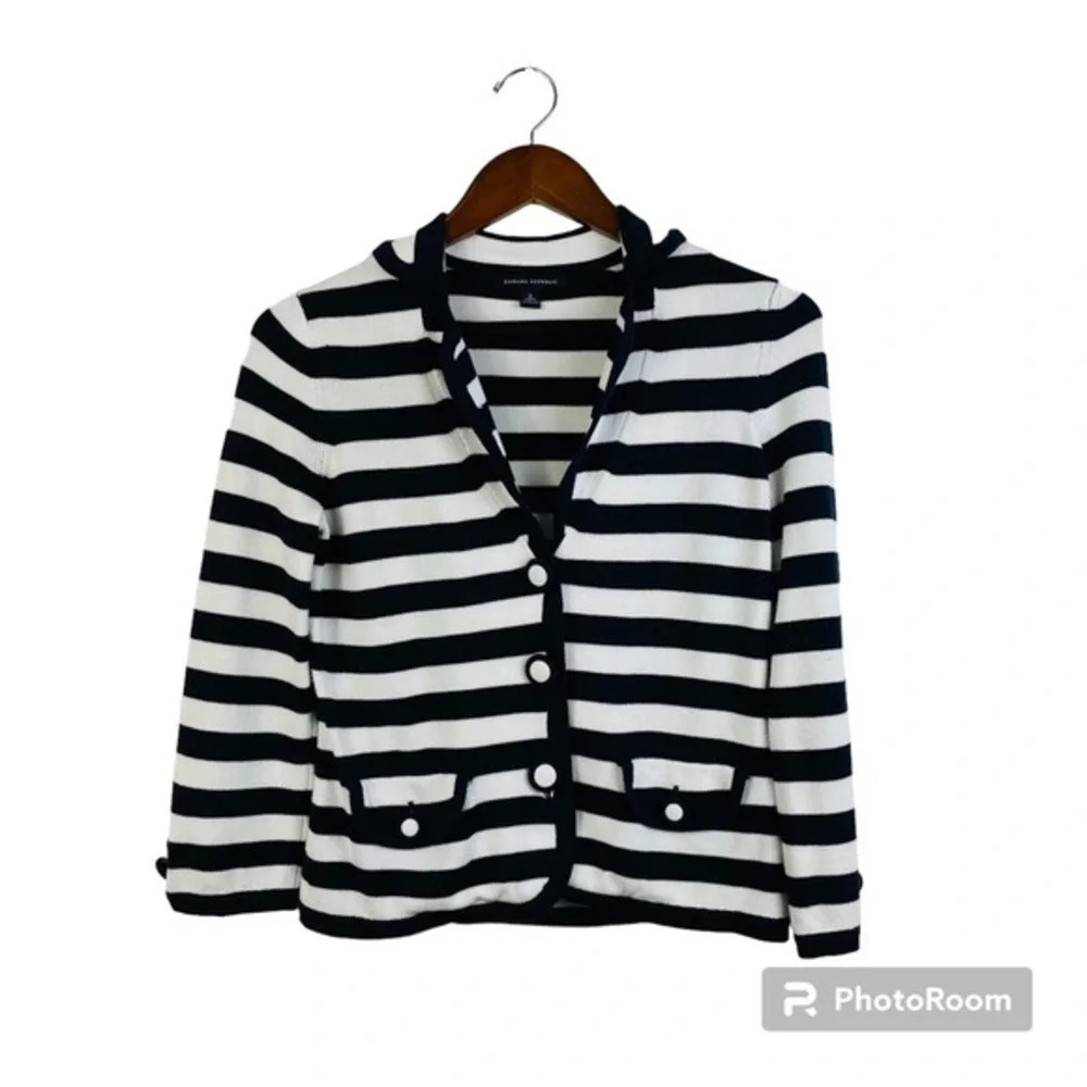 BANANA REPUBLIC Nautical Navy Blue Striped Jacket Size Small